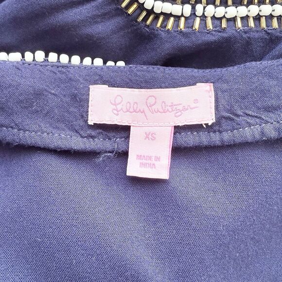 Lilly Pulitzer XS Sarah True Navy Beaded Embellished 3/4 Sleeve Tunic Dress - Picture 7 of 12
